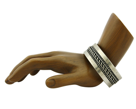 Navajo Bracelet .925 Silver SOLID Handmade Signed Artist Tom Hawk Circa 1980's