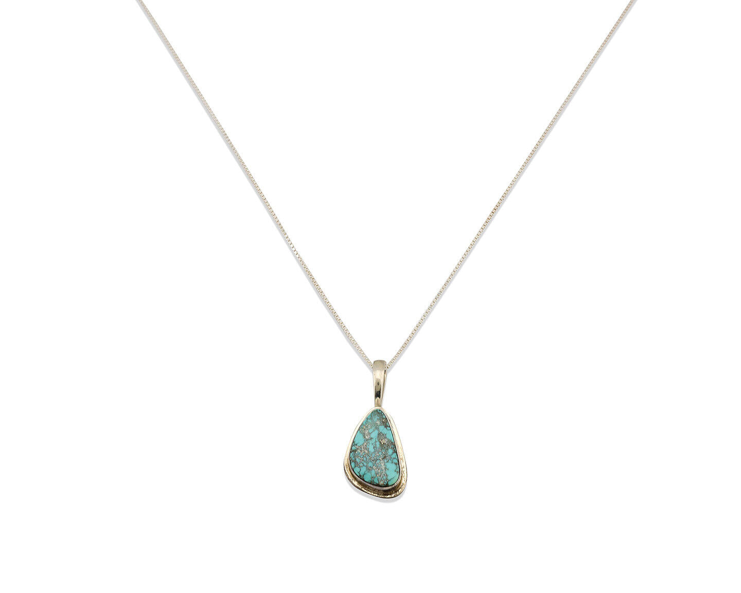Navajo Necklace .925 Silver Fox Mine Turquoise Signed Doug Zachary C.1980's