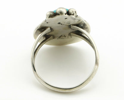 Navajo Ring .925 Silver Blue Turquoise Artist Signed Anna Begay C.1980's