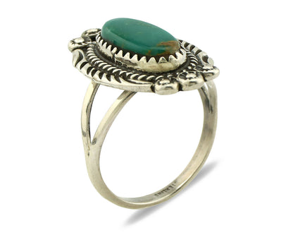 Navajo Ring .925 Silver Kingman Turquoise Native Artist C.1980's