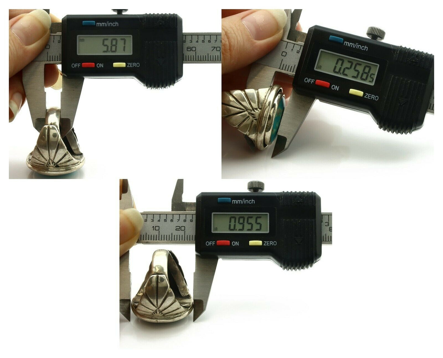 Navajo Ring .925 Silver Blue Gem Turquoise Artist Signed DZ C.80's