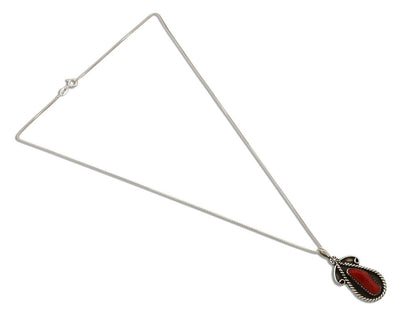 Navajo Necklace 925 Silver Red Medterranean Signed Josephine Rojas C.80's