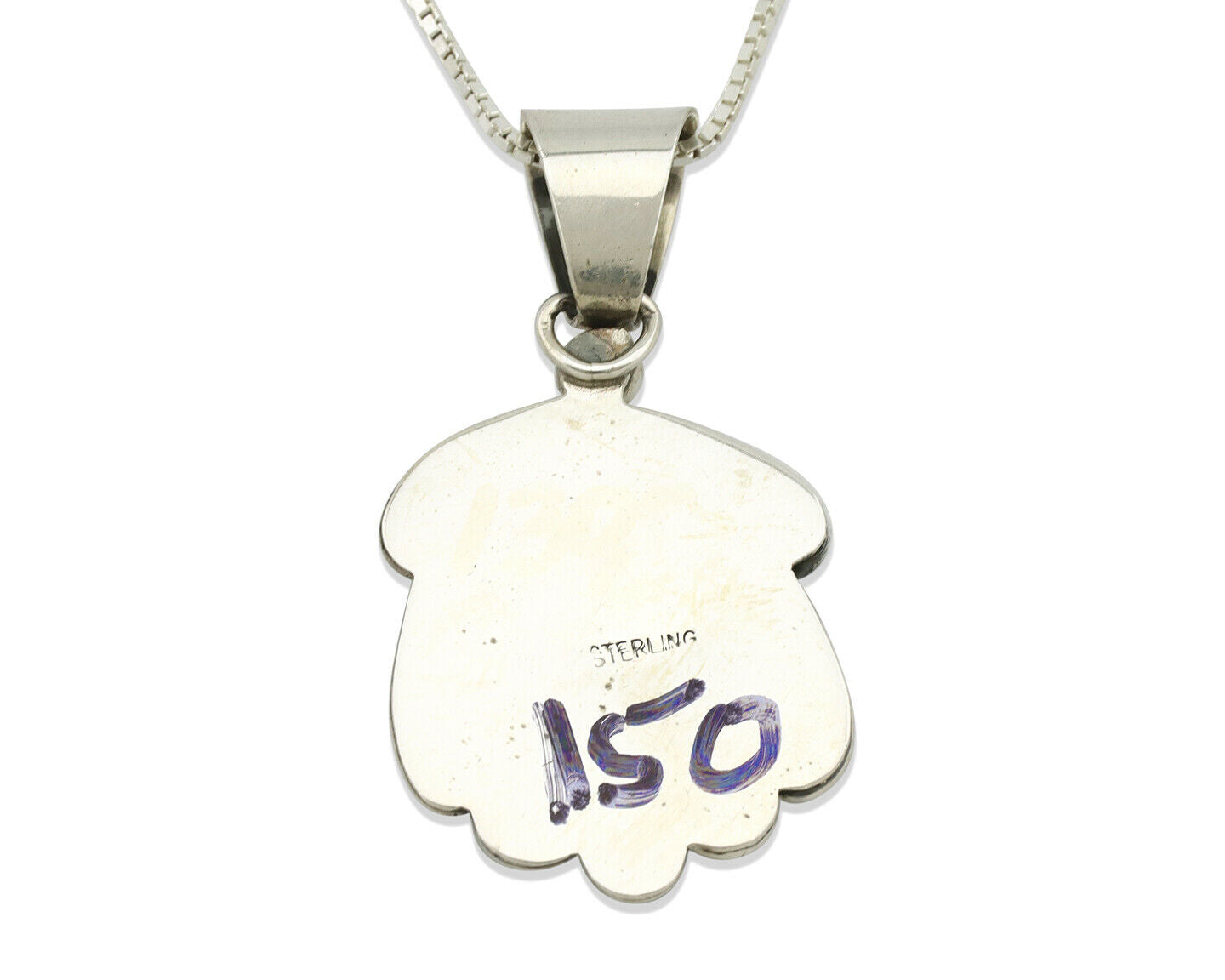 Navajo Necklace .925 Silver Manassas Turquoise Artist Signed Sunrise C.80's