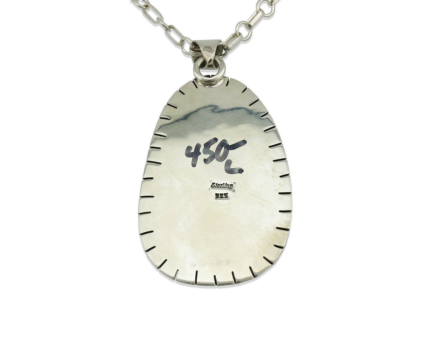 Navajo Pendant .925 Silver Green Turquoise Native American C.80's