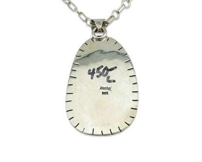 Navajo Pendant .925 Silver Green Turquoise Native American C.80's