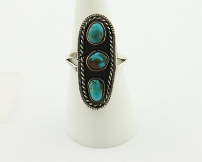 Navajo Ring .925 Silver Natural Blue Turquoise Native American Artist C.80's