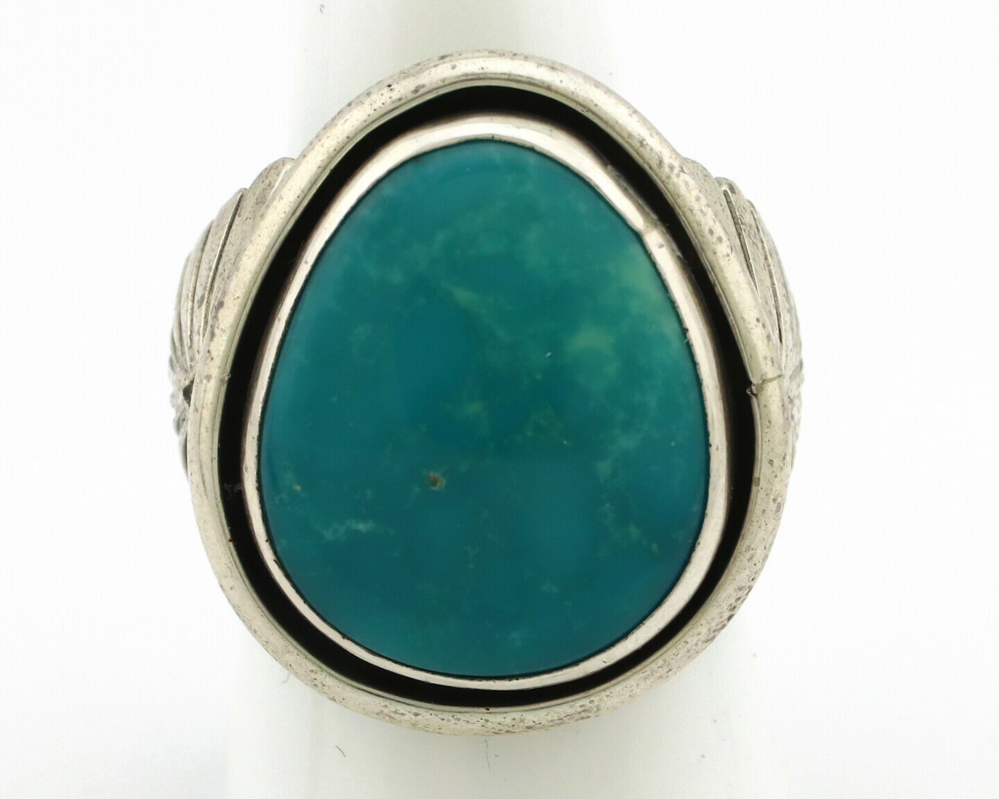 Navajo Ring .925 Silver Blue Kingman Turquoise Signed Doug Zachary C.80's