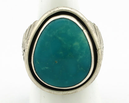 Navajo Ring .925 Silver Blue Kingman Turquoise Signed Doug Zachary C.80's