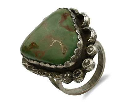 Navajo Ring .925 Silver Manassas Turquoise Artist Signed R C.1980's