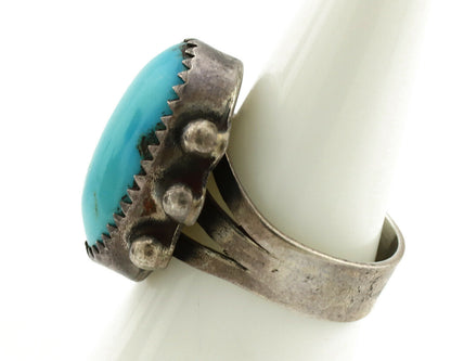 Navajo Ring .925 Silver Blue Turquoise Native American Artist C.1980's