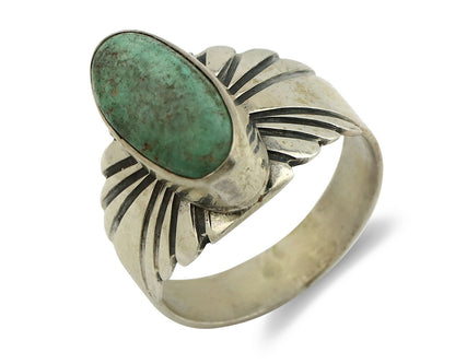 Navajo Ring .925 Silver Kingman Turquoise Artist Signed Apache C.80's