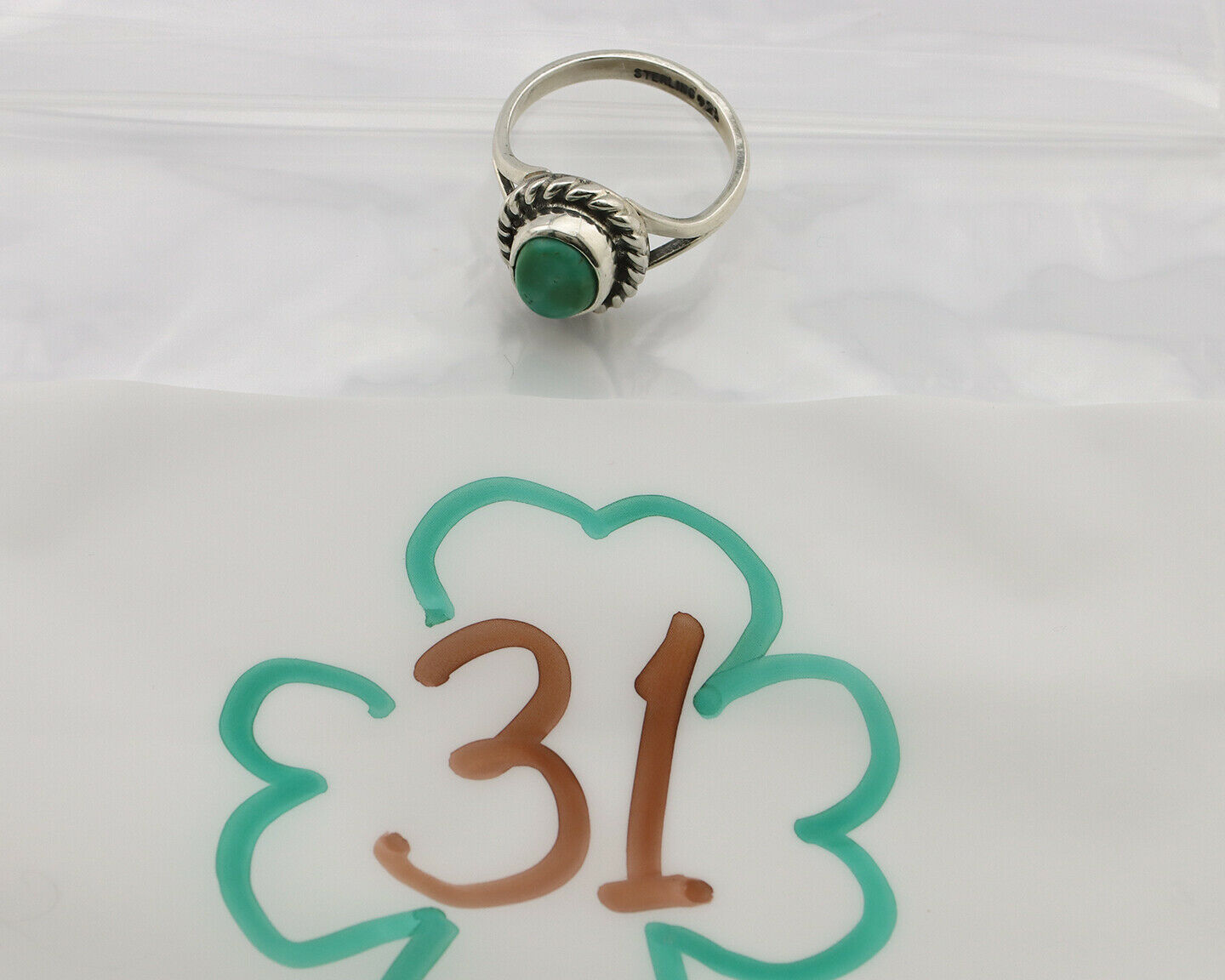 Navajo Ring .925 Silver Kingman Turquoise Artist Signed Gecko C.90's