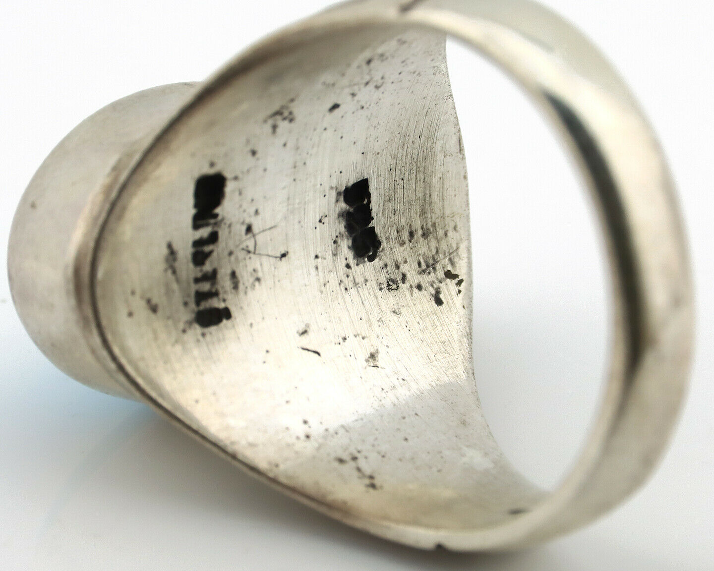 Navajo Ring .925 Silver Blue Turquoise Artist Signed Apache Manufacturing C.80's