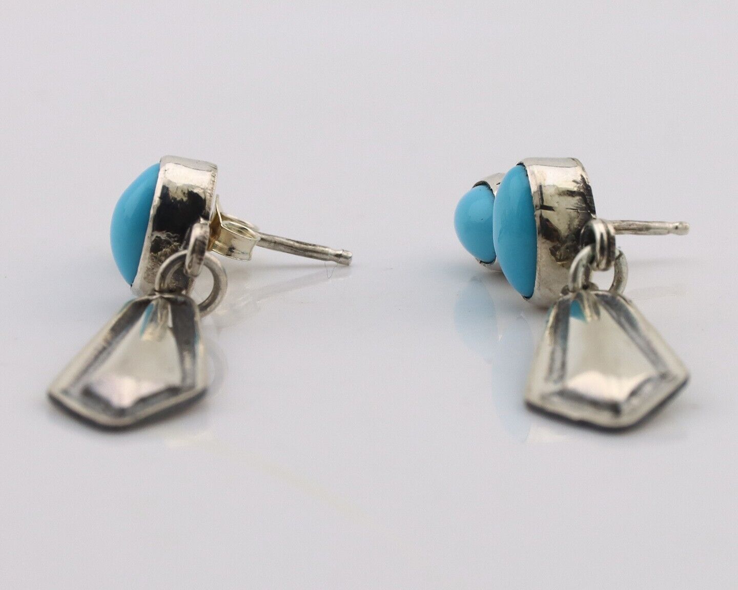 Navajo Earrings 925 Silver Natural Blue Turquoise Native American Earrings C80's