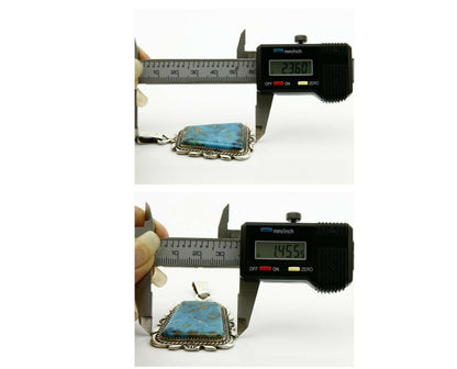 C. 1980 Navajo Artist TALHAT Natural Blue Gem Turquoise Pendant