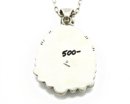 Old Pawn Navajo Signed "D" Natural Mined Blue Diamond Turquoise .925 Necklace