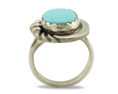 Navajo Ring .925 Silver Natural Blue Turquoise Native American Artist C.1980's