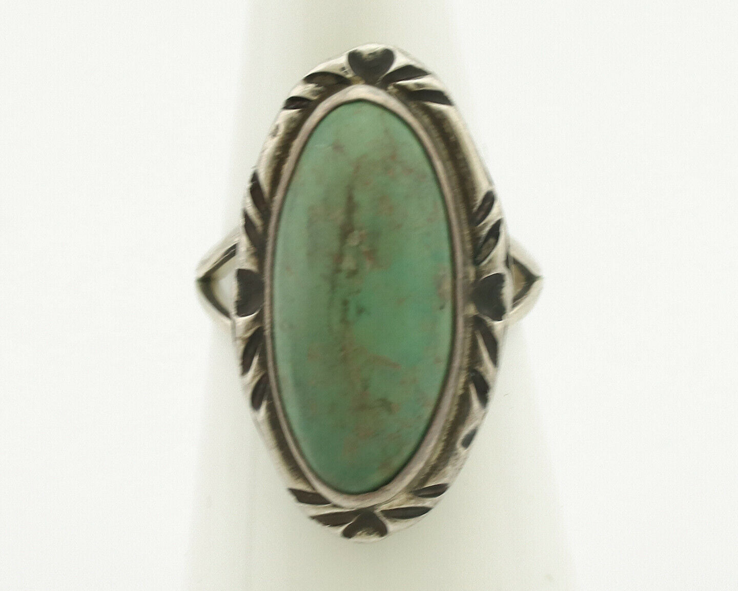 Navajo Ring .925 Silver Natural Turquoise Artist Signed Native American C.80's