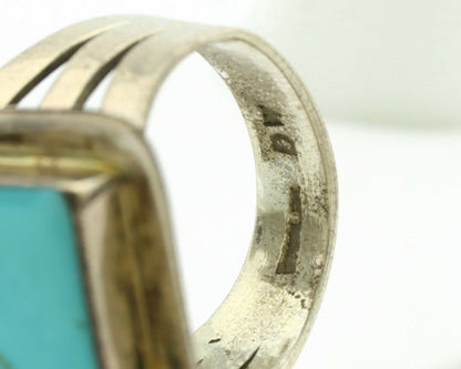 Navajo Ring .925 Silver Kingman Turquoise Artist Signed DW C.1980's