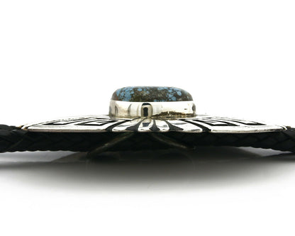 Navajo Turquoise Bolo Tie .925 Silver Bisbee Turquoise Artist Signed T Billy