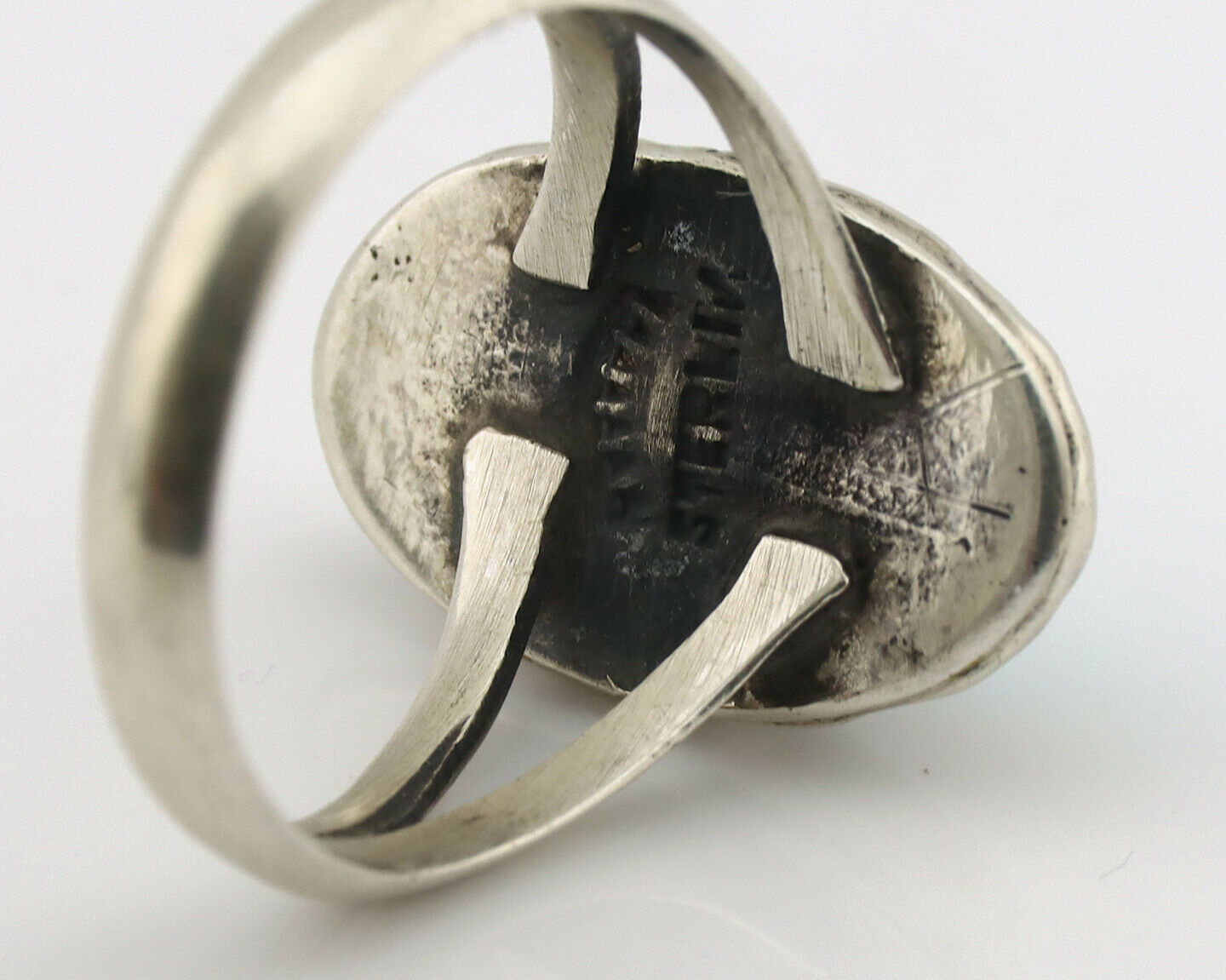 Navajo Ring .925 Silver Natural Blue Turquoise Native Artist Signed C.80's