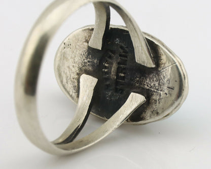 Navajo Ring .925 Silver Natural Blue Turquoise Native Artist Signed C.80's