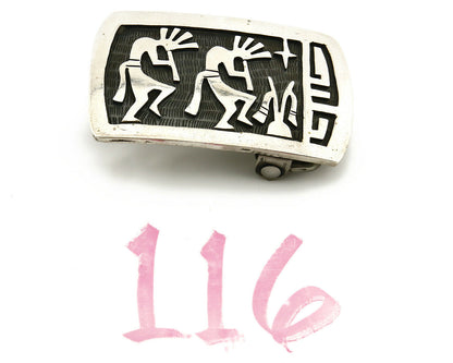 Women's Hopi Belt Buckle .925 Silver Signed Gene Pooyouma Kokopelli C.80's