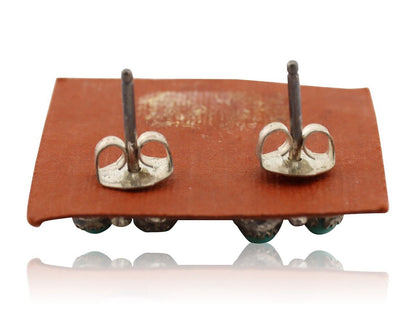 Zuni Earrings 925 Silver Sleeping Beauty Turquoise Native American Artist C.80's