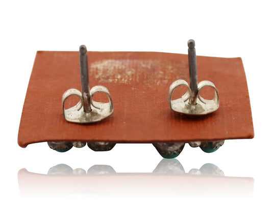 Zuni Earrings 925 Silver Sleeping Beauty Turquoise Native American Artist C.80's