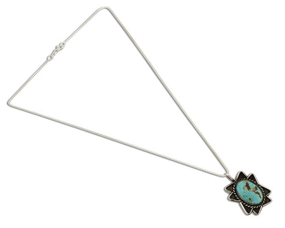 Navajo Handmade Necklace 925 Silver Natural Blue Turquoise Native Artist C.70's