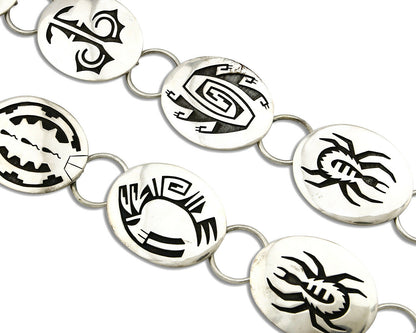 Hopi Concho Belt .925 SOLID Sterling Silver Signed Casey Cuch Overlay C.80's