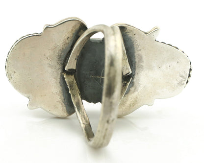 Navajo Ring 925 Silver Coral & Globe Turquoise Native American Artist C.80's