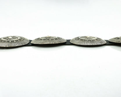 Navajo Concho Belt .925 Silver Hand Stamped Artist Signed LM C.80's