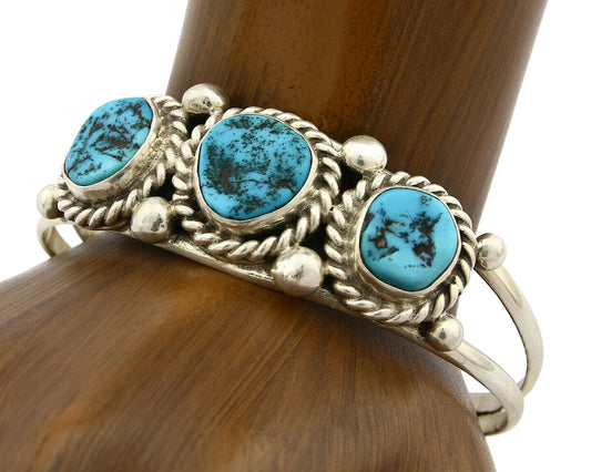 Navajo Bracelet .925 Silver Sleeping Beauty Turquoise Native C.80's