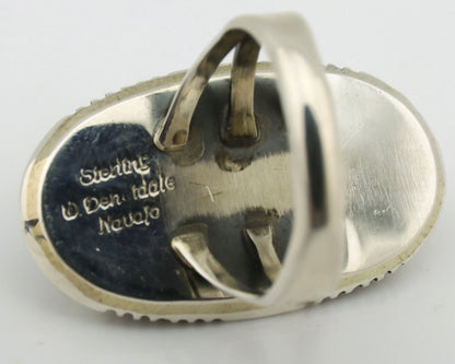 Navajo Ring 925 Silver Natural Lapis Lazuli Artist Signed William Denetdale C80s