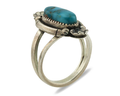Navajo Ring .925 Silver Natural Blue Turquoise Native American Artist C.1980's