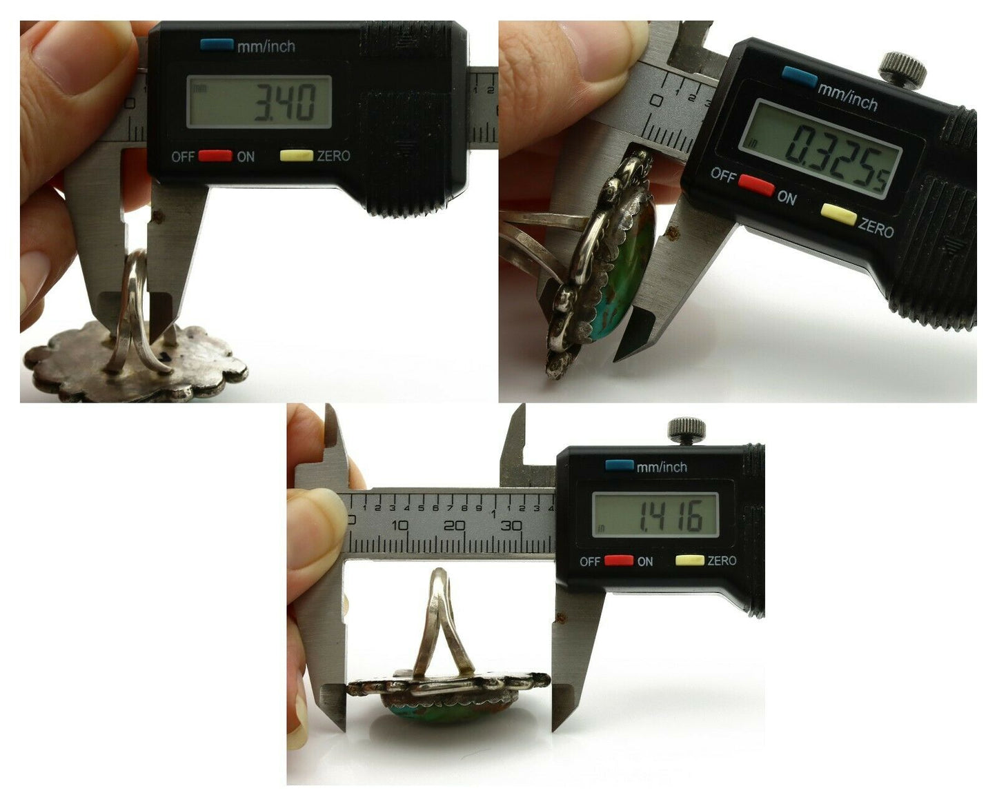 Navajo Ring .925 Silver Royston Turquoise Artist Signed CC C.1980's