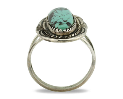 Navajo Ring .925 Silver Spiderweb Turquoise Native American Artist C.1980's