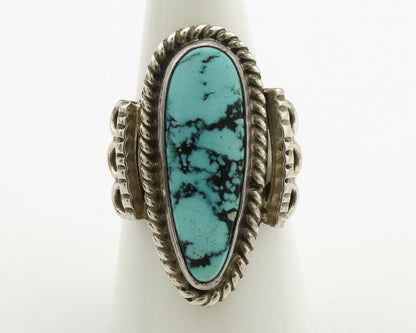 Navajo Ring .925 Silver Blue Spiderweb Turquoise Signed Fred Guerrero C.1980's