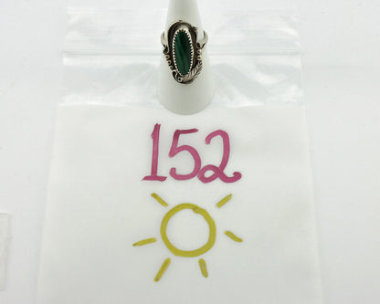Navajo Ring 925 Silver Natural Green Malachite Signed Justin Morris C.80's