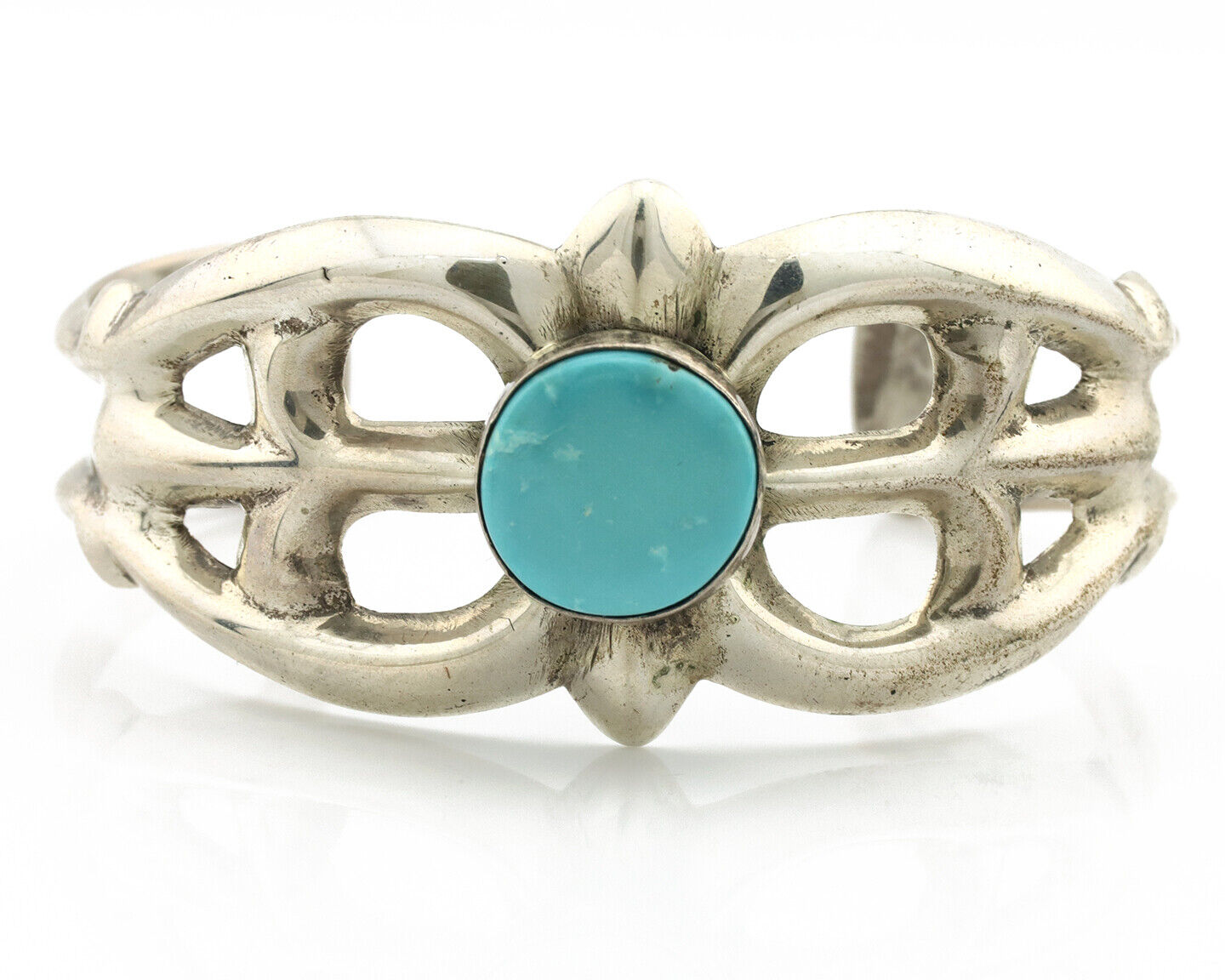 Navajo Bracelet .925 Silver Blue Turquoise Native American Artist C.80's