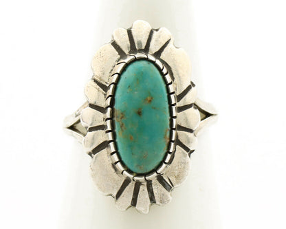 Navajo Ring .925 Silver Green Turquoise Artist Signed M Montoya C.80's