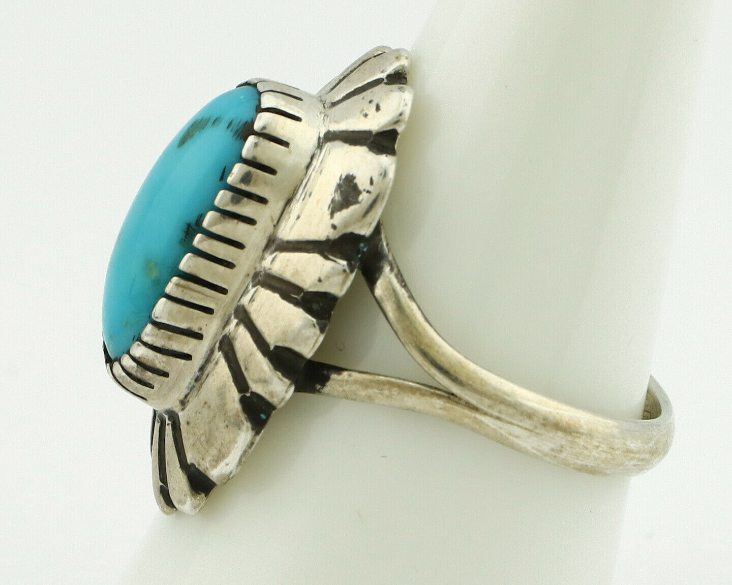 Navajo Ring .925 Silver Arizona Turquoise Signed M Montoya C.80's