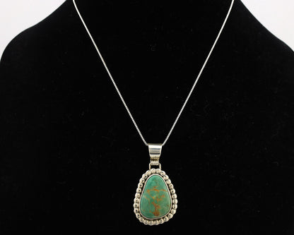 Navajo Necklace .925 Silver Kingman Turquoise Signed Native C.1980's
