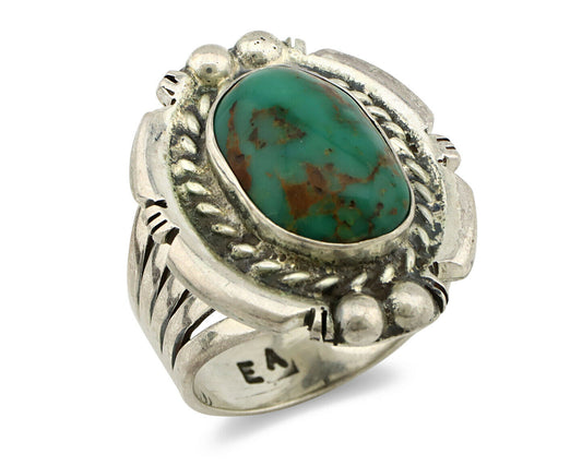 Navajo Ring .925 Silver Royston Turquoise Artist Signed EA C.80's