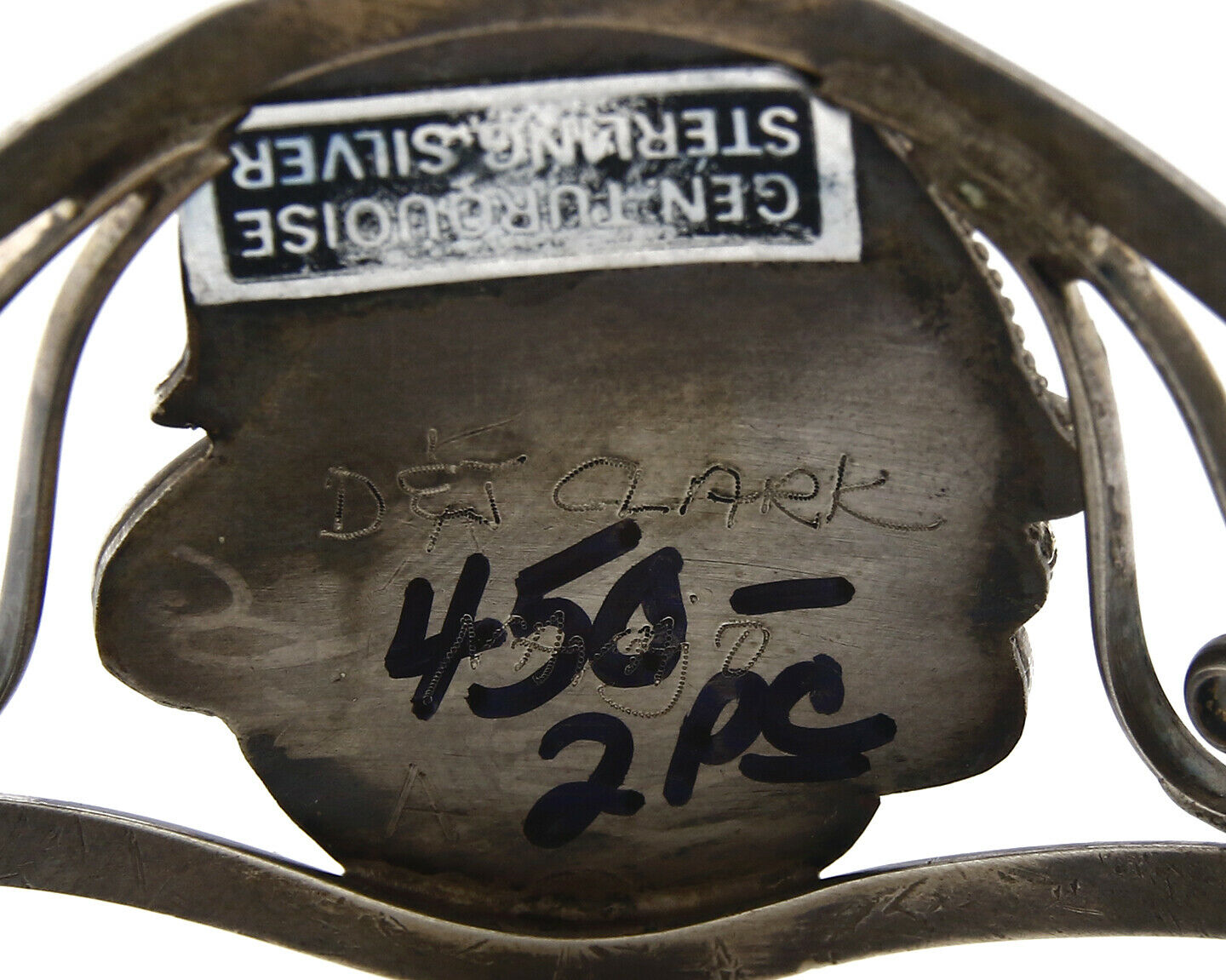 Women's Navajo Bracelet .925 Silver Color & Turquoise Signed D & J Clark C.70's