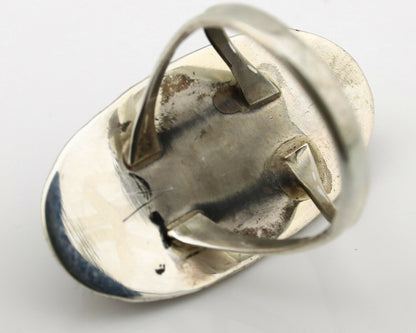 Navajo Ring .925 Silver Nevada Turquoise Native American Artist C.1980's