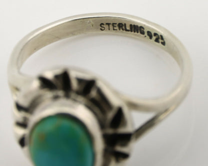 Navajo Ring .925 Silver Kingman Turquoise Artist Signed Gecko C.90's