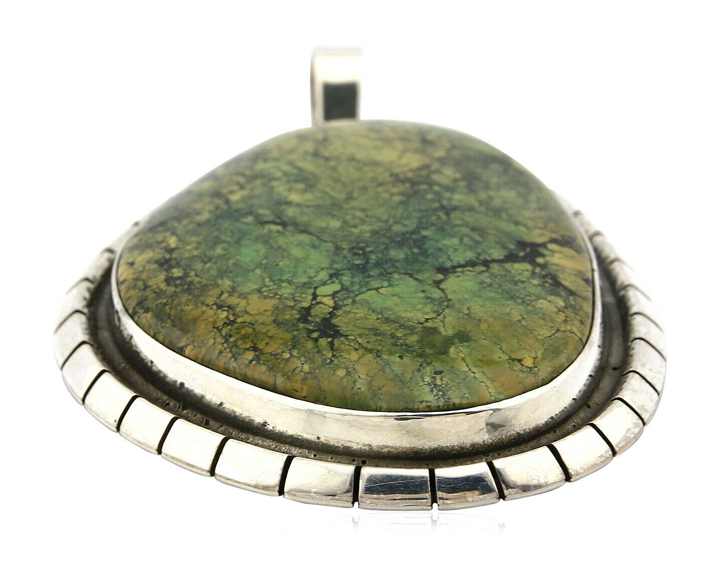 Navajo Pendant .925 Silver Natural Slab Turquoise Native Artist C.80's