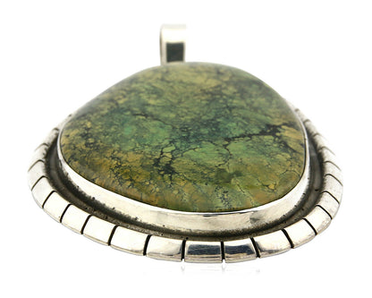 Navajo Pendant .925 Silver Natural Slab Turquoise Native Artist C.80's